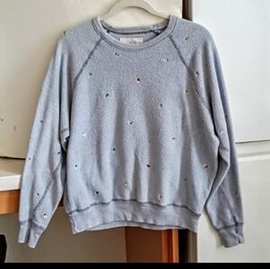 THE GREAT. Embroidered Flowers Sweatshirt sz 0